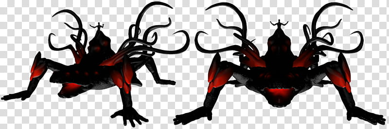 Zalgo Resource, two black-and-red alien creature art transparent background PNG clipart