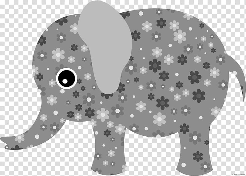Black And White Flower, Floral Design, Elephant, Retro Style, Clothing, Cuteness, Seeing Pink Elephants, Child transparent background PNG clipart