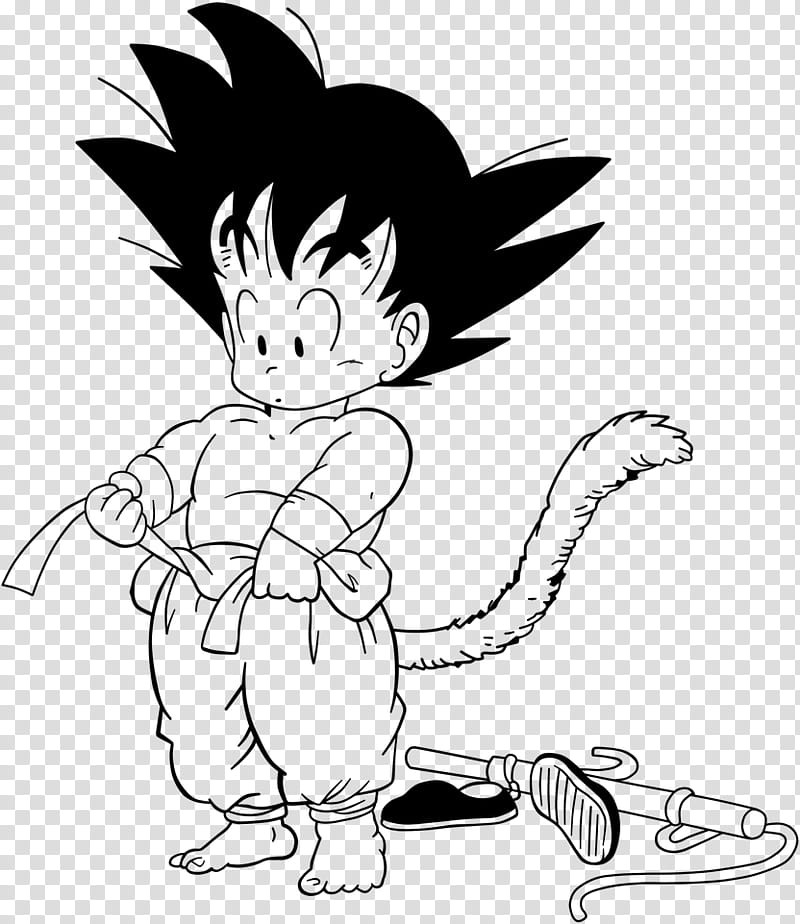 Dragon Ball, kid Goku , lineart transparent background PNG clipart