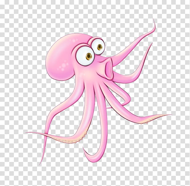 giant pacific octopus octopus pink cartoon octopus, Watercolor, Paint, Wet Ink, Marine Invertebrates transparent background PNG clipart
