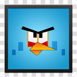 Square Angry Birds Icons, Blue Angry Bird Black Frame, blue Angry Bird illustration transparent background PNG clipart