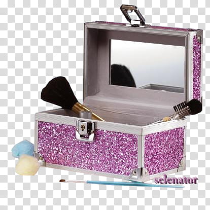 glitter purple and silver makeup brush box transparent background PNG clipart