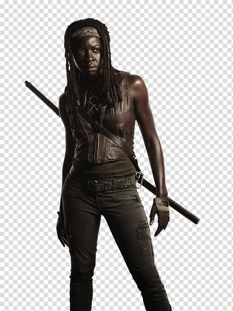 The Walking Dead Season , woman in brown leather zip vest transparent background PNG clipart