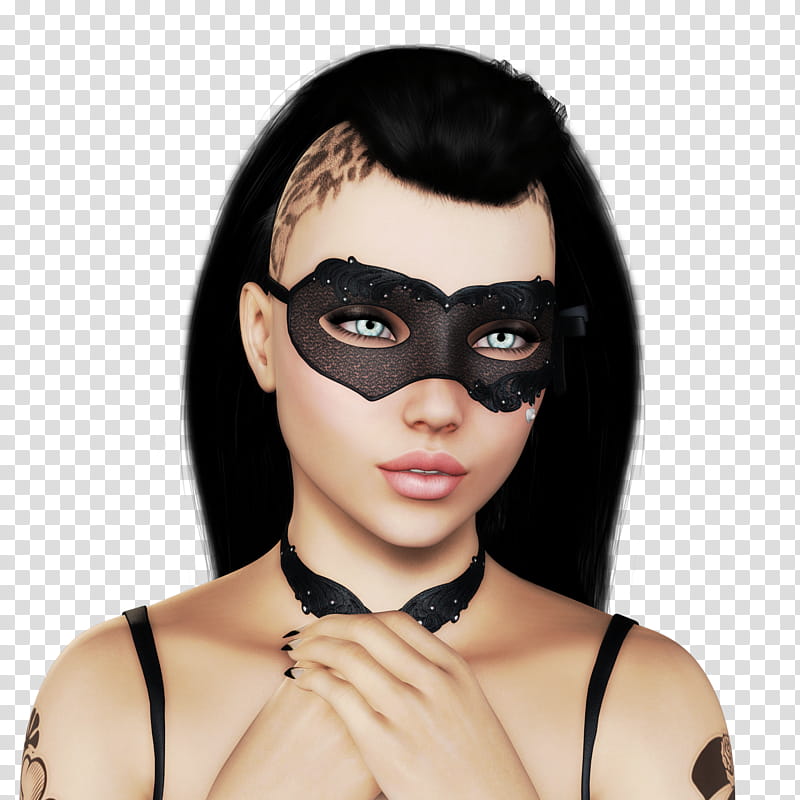 woman in masquerade mask with black hair transparent background PNG clipart