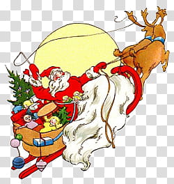 Santa Claus riding sleigh illustration transparent background PNG clipart