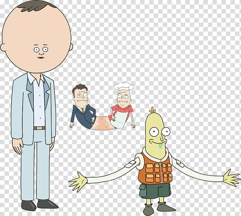 Rick and Morty HQ Resource , four assorted-character animated transparent background PNG clipart