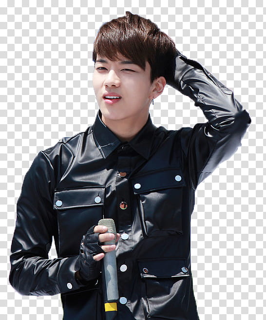 YoungJae BAP , man holding microphone transparent background PNG clipart