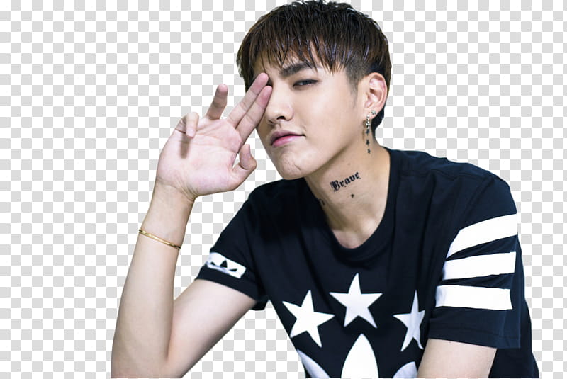 Kris Wu, man place right hand in right eye transparent background PNG clipart