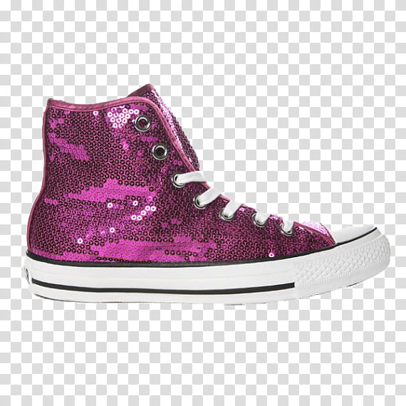 Converse s, unpaired pink sequined high-top sneaker transparent background PNG clipart