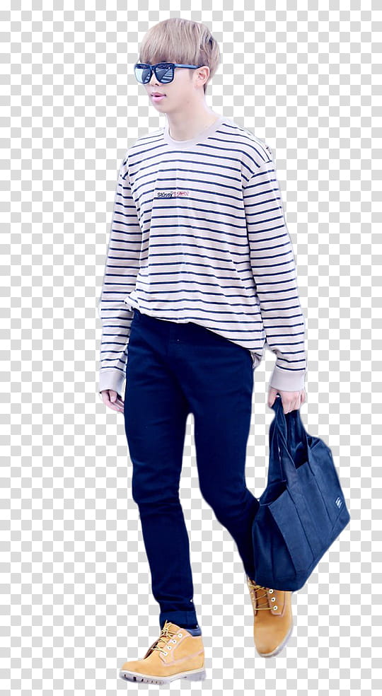 BIG SHARE Bts edition, man in blue pants holding blue bag transparent background PNG clipart