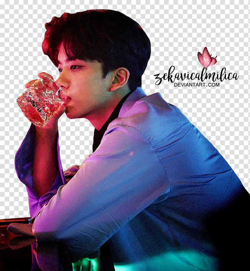 B A P Youngjae Noir, man drinking clear glass cp transparent background PNG clipart