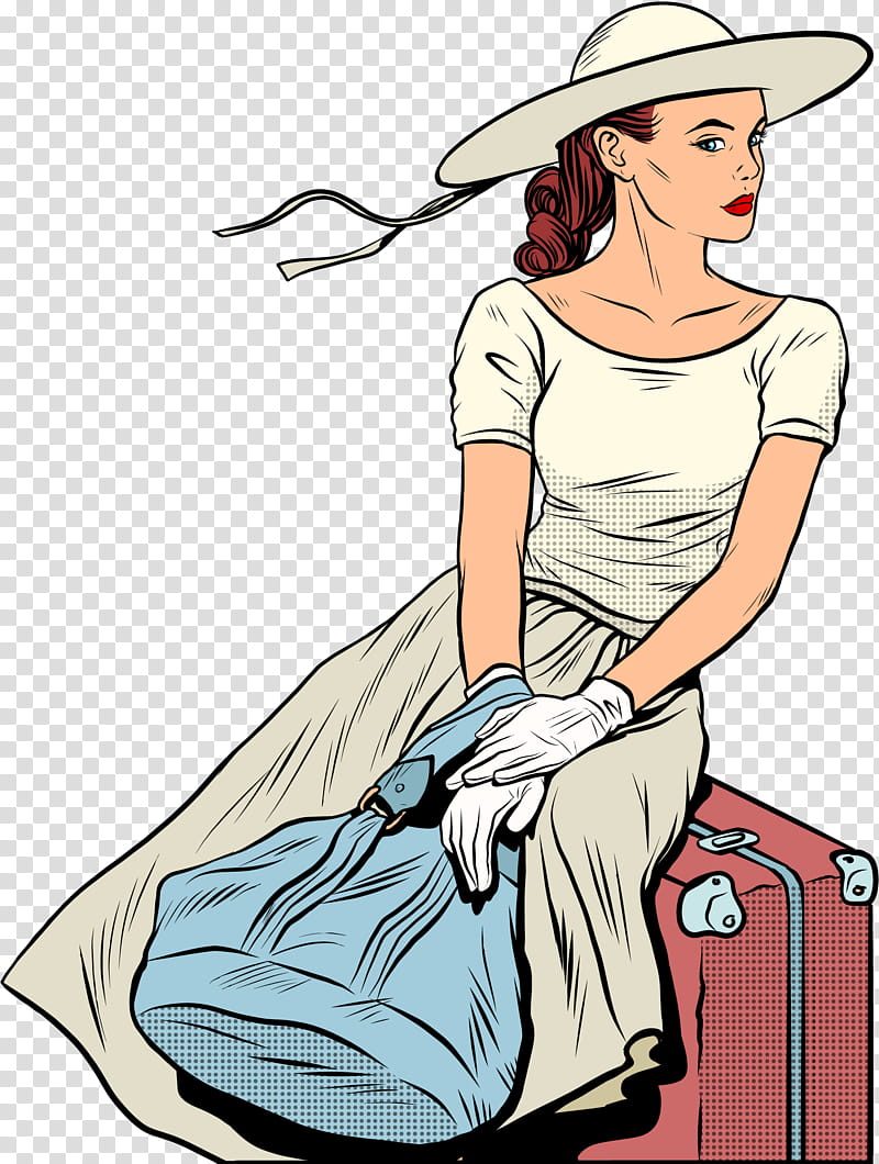 Travel Girl, Air Travel, Woman, Suitcase, Tourism, Baggage, Cartoon, Style transparent background PNG clipart