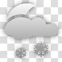 plain weather icons, , white and black cloud and snowflakes transparent background PNG clipart