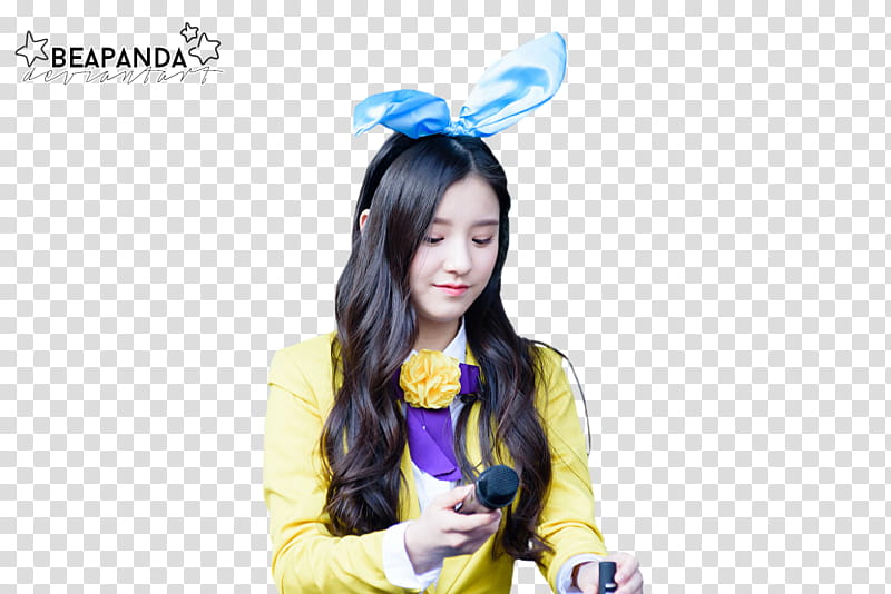 HeeJin LOONA, woman holding microphone transparent background PNG clipart
