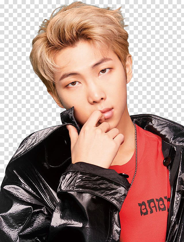 BTS, man wearing black jacket touching lip transparent background PNG clipart