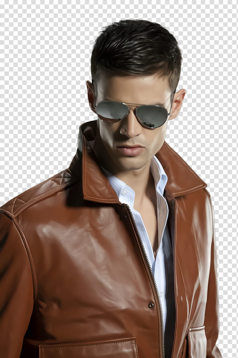 Glasses, Eyewear, Leather, Brown, Leather Jacket, Sunglasses, Cool, Hairstyle transparent background PNG clipart