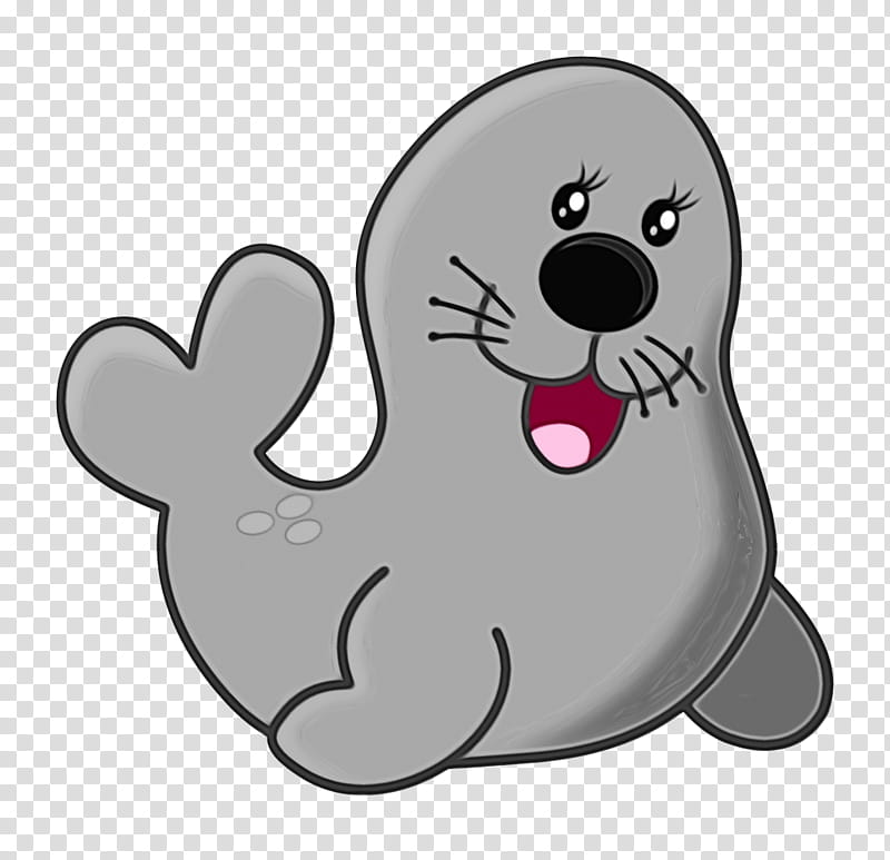 seal cartoon marine mammal earless seal, Watercolor, Paint, Wet Ink transparent background PNG clipart