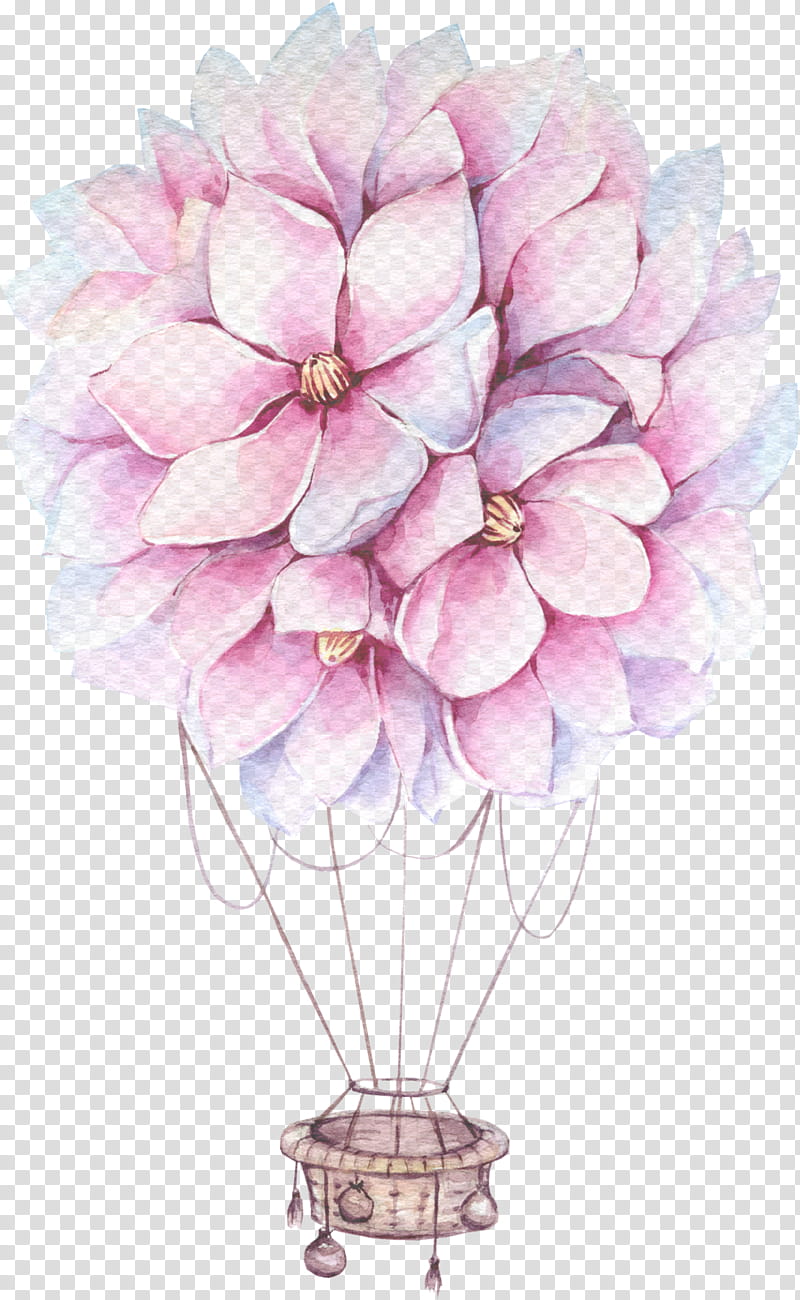 Hot air balloon, Pink, Petal, Flower, Plant, Cut Flowers, Wildflower transparent background PNG clipart