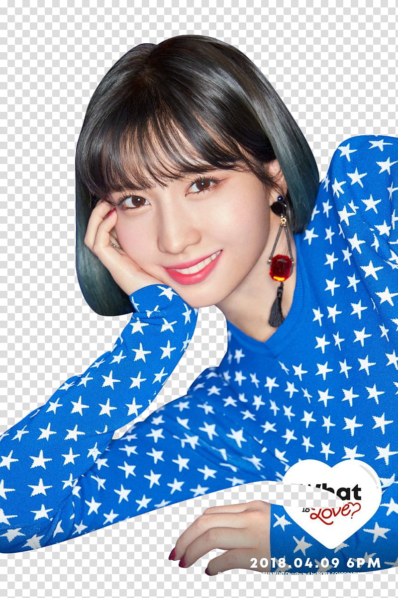 TWICE WHAT IS LOVE PT  , woman wearing blue and white star print long-sleeved shirt screenshot transparent background PNG clipart