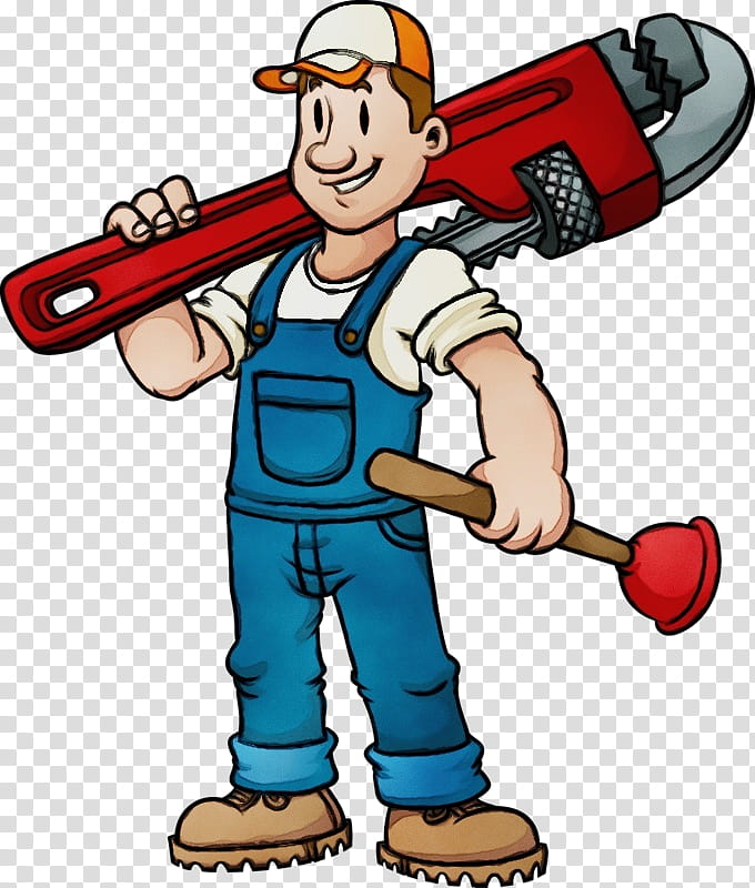 cartoon solid swing+hit plumber construction worker, Watercolor, Paint, Wet Ink, Cartoon, Solid Swinghit, Handyman, Auto Mechanic transparent background PNG clipart