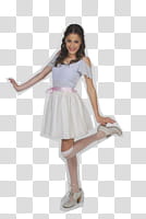 Violetta, smiling and standing woman wearing gray off-shoulder top and gray skirt transparent background PNG clipart