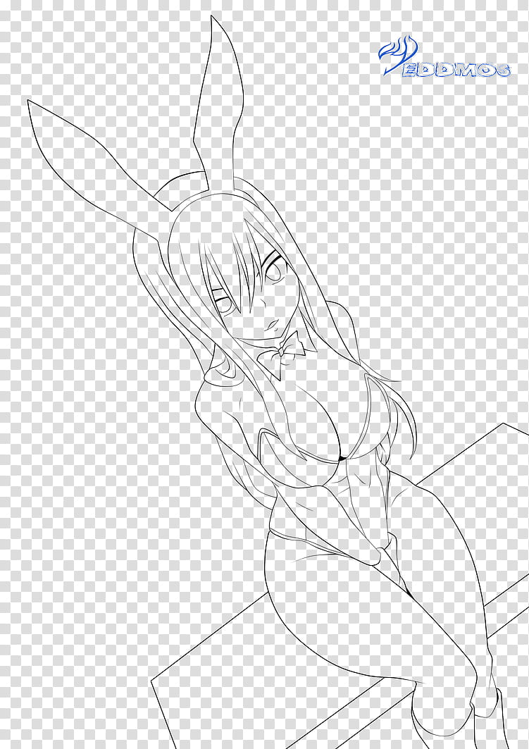 The Scarlet Bunny, Erza Lineart, anime character sketch transparent background PNG clipart