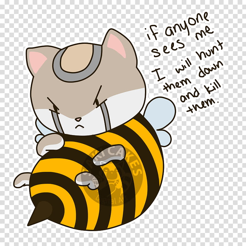 Bee, Whiskers, Cat, Insect, Pollinator, Membrane, Honeybee, Cartoon transparent background PNG clipart