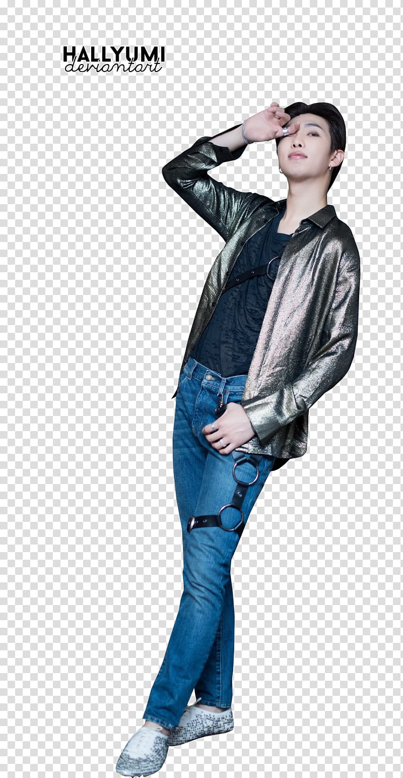 RM BBMAs , man in gray jacket slant standing transparent background PNG clipart