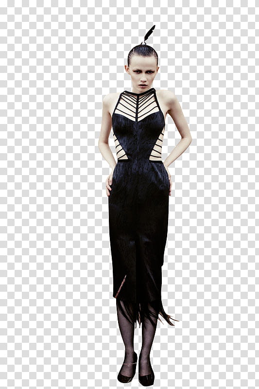 model, woman wearing black sleeveless long dress transparent background PNG clipart