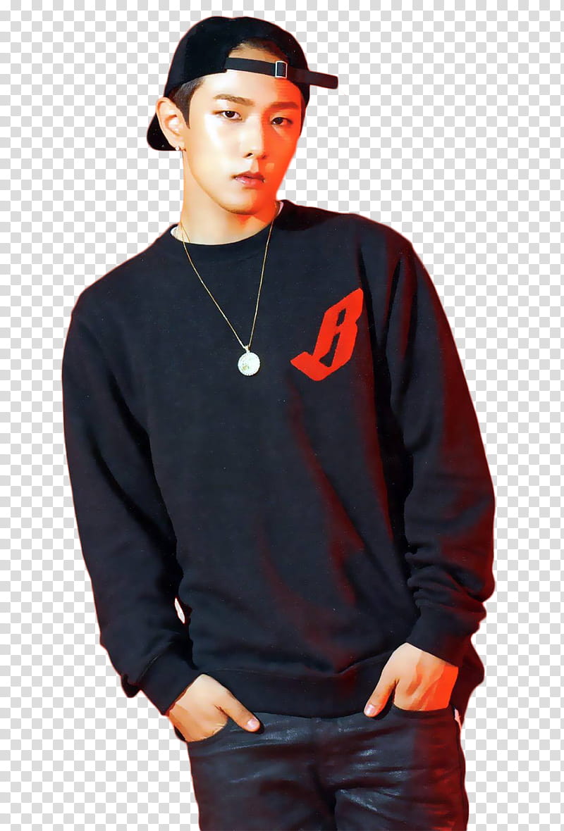iKON WELCOME BACK, man wearing black sweatshirt transparent background PNG clipart