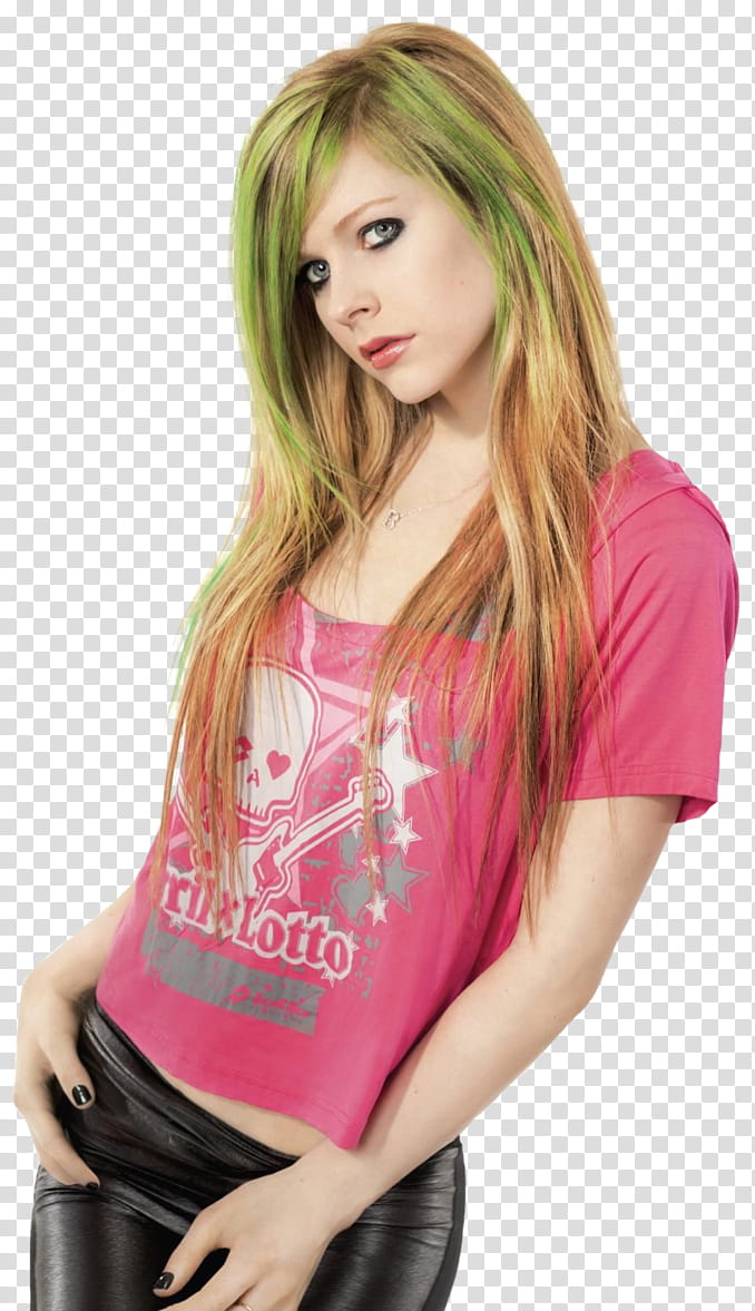 Avril Lavigne Blonde Woman In Pink T Shirt Transparent Background