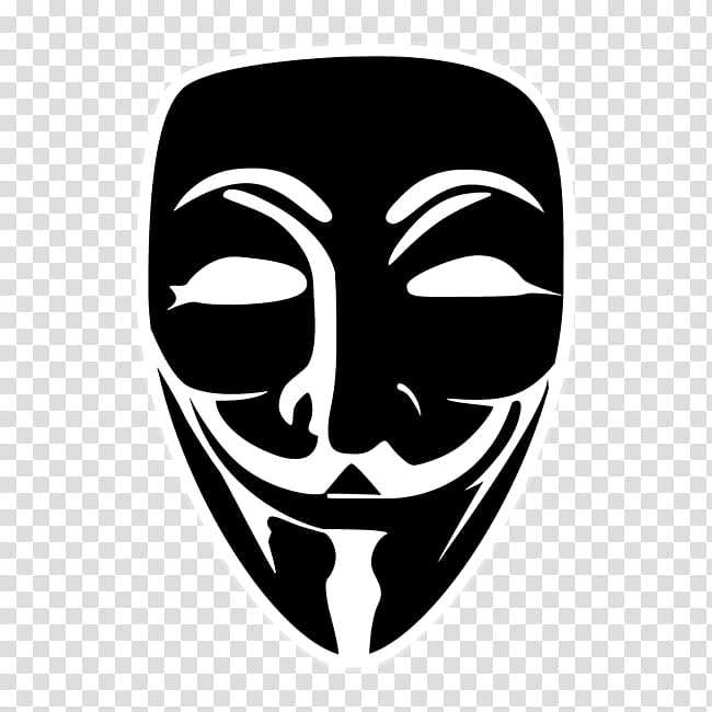 Face, Guy Fawkes Mask, Anonymous, V For Vendetta, Head, Logo, Headgear, Blackandwhite transparent background PNG clipart