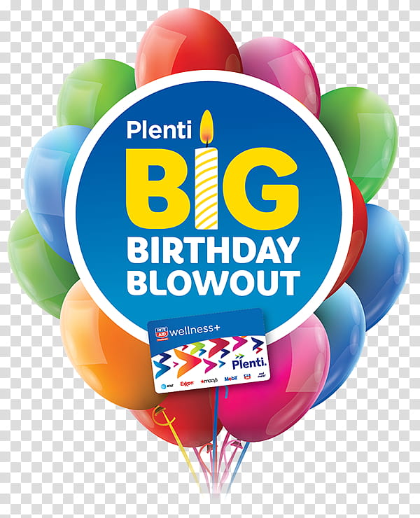 Birthday Balloon, Plenti, Rite Aid, Wellness, Birthday
, Party Hat, Newsletter, Customer transparent background PNG clipart