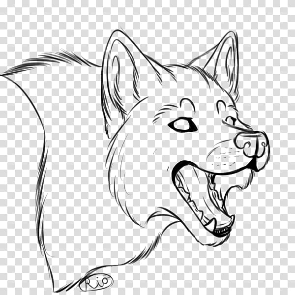 Happy Wolf Line art, dog drawing transparent background PNG clipart