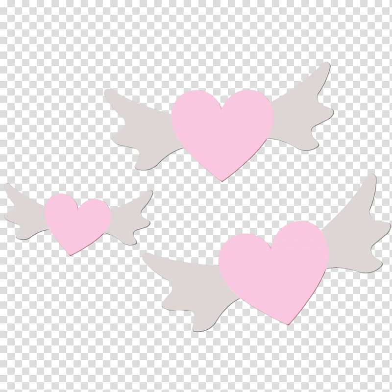 pink heart cloud wing logo, Watercolor, Paint, Wet Ink transparent background PNG clipart