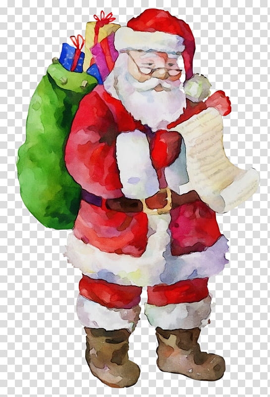 Santa claus, Watercolor, Paint, Wet Ink, Christmas , Garden Gnome, Figurine, Interior Design transparent background PNG clipart