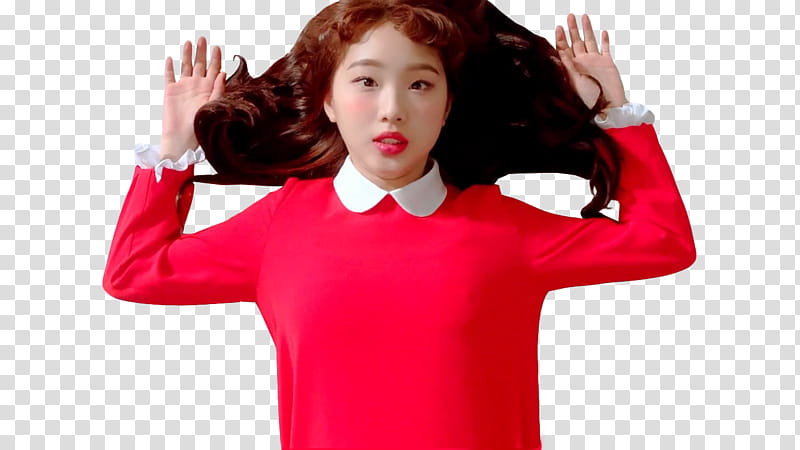 YEOJIN KISS LATER LOONA, woman in red long-sleeved shirt transparent background PNG clipart