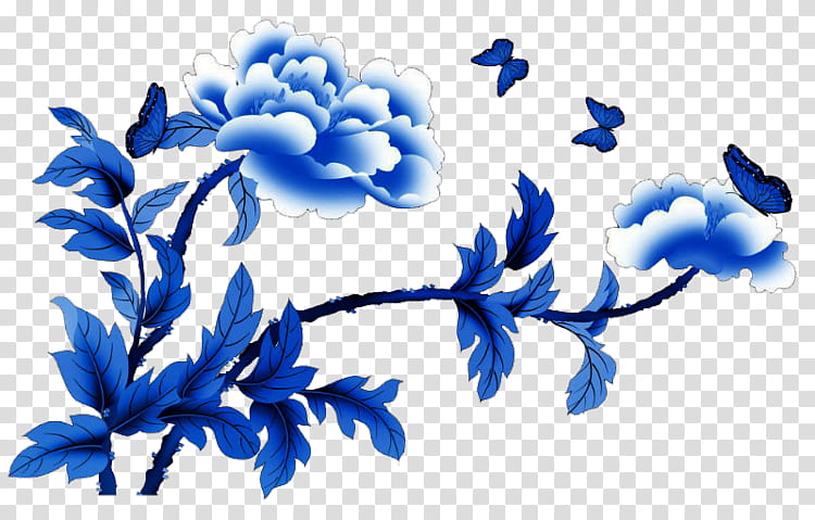 Floral Plant, Flower, Blue And White Pottery, Floral Design, Peony, Motif, Porcelain, Textile transparent background PNG clipart