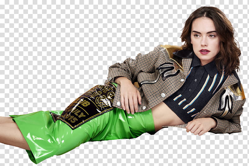 Daisy Ridley, woman leaning transparent background PNG clipart