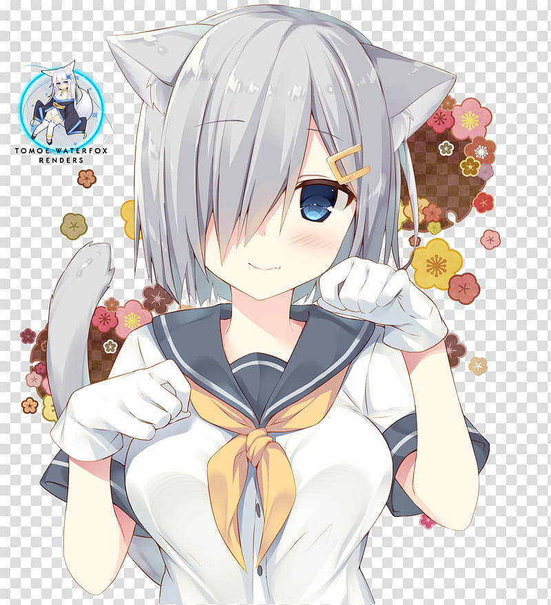 Hamakaze neko kantai collection, girl anime character transparent background PNG clipart