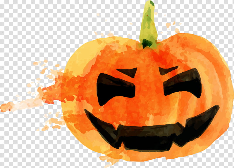 Halloween Pumpkin Art, Jackolantern, Halloween , Watercolor Painting, Halloween Pumpkins, Ghost, Vegetable Carving, Halloween Card transparent background PNG clipart