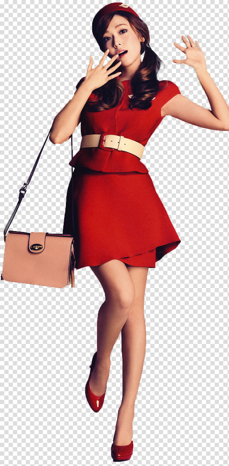 Girls Generation SNSD, woman in red short-sleeved dress transparent background PNG clipart