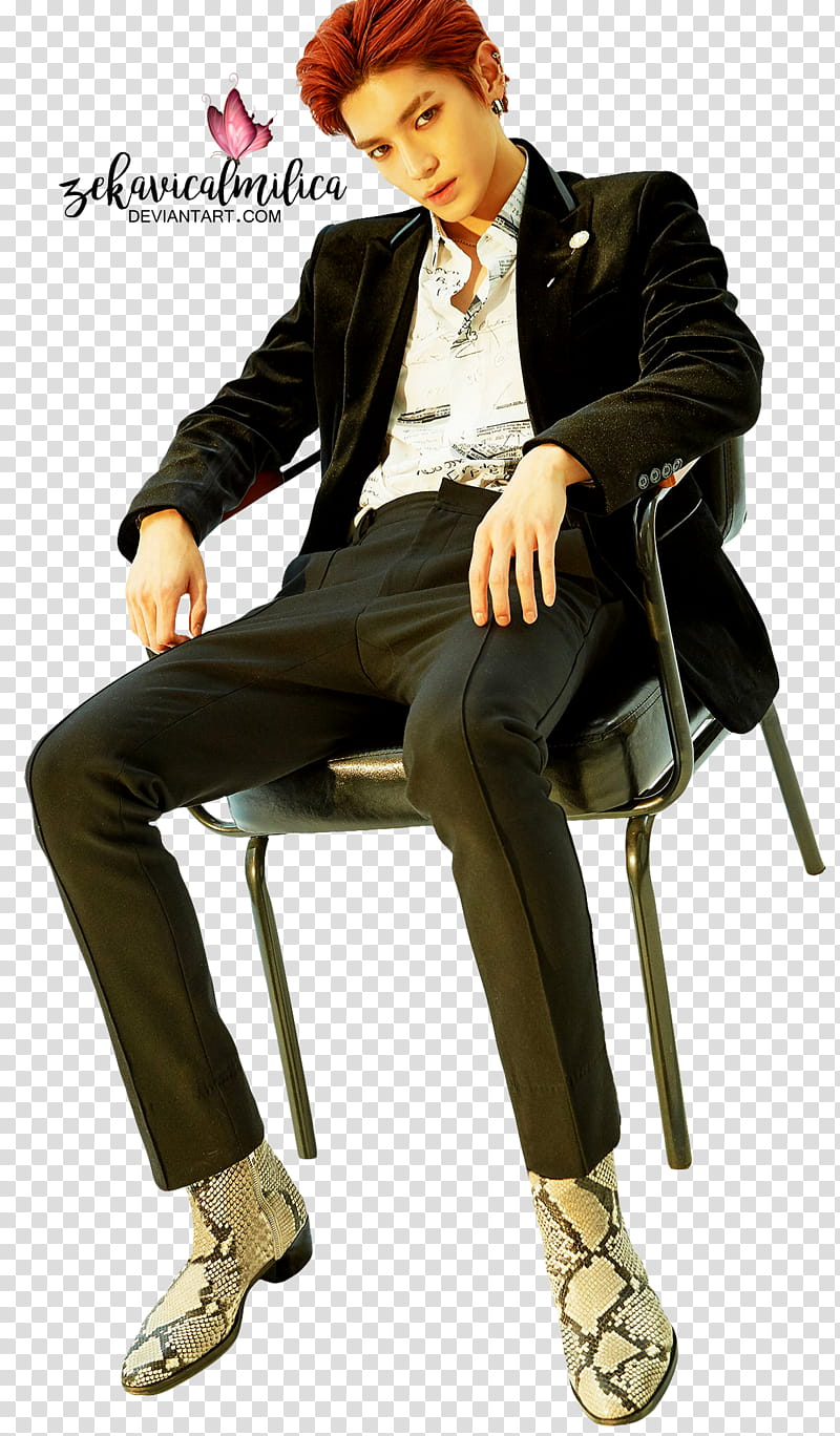 NCT U Taeten Ba, man sitting down on armchair transparent background PNG clipart