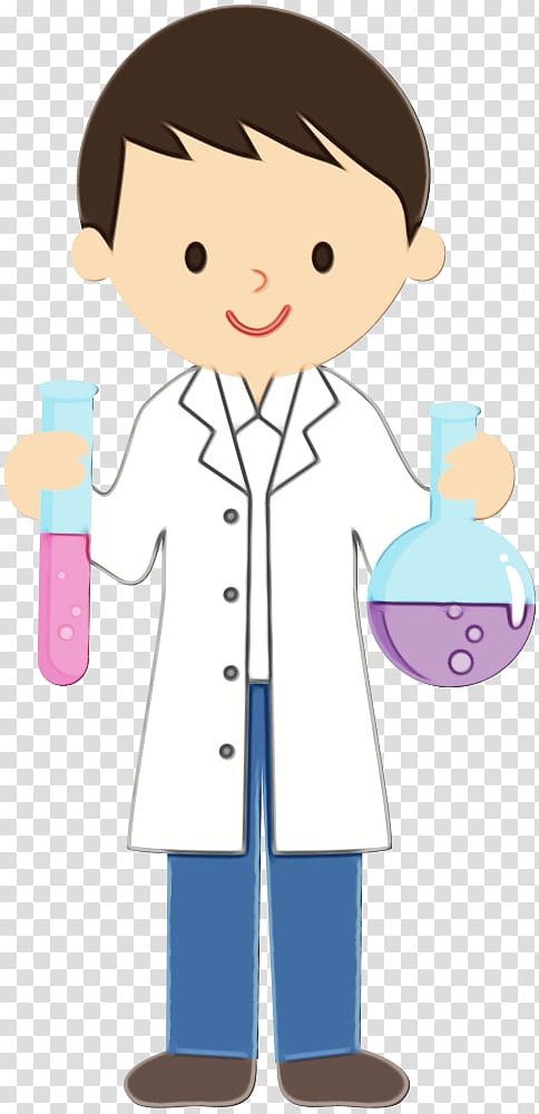 cartoon child smile white coat, Watercolor, Paint, Wet Ink, Cartoon transparent background PNG clipart