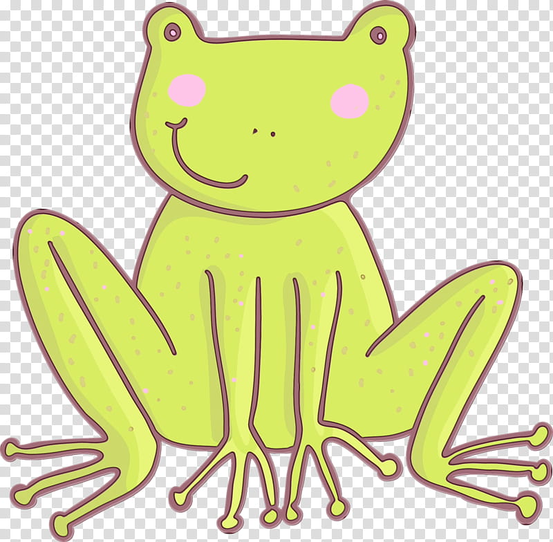 cartoon tree frog yellow shrub frog hyla, Watercolor, Paint, Wet Ink, Cartoon, Line Art transparent background PNG clipart