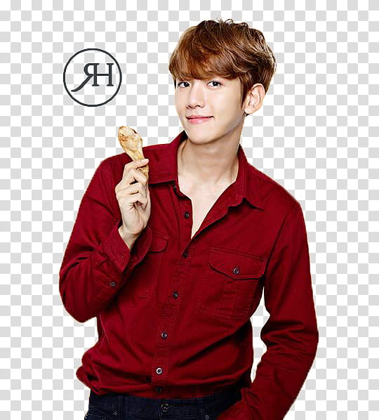 EXO BAEKHYUN KAI D O XIUMIN, man holding food with left hand in pocket transparent background PNG clipart
