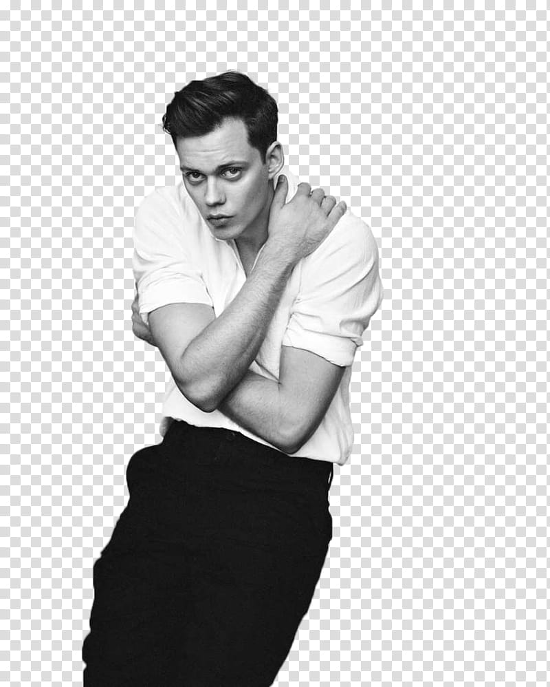 Bill Skarsgard, man in white shirt transparent background PNG clipart