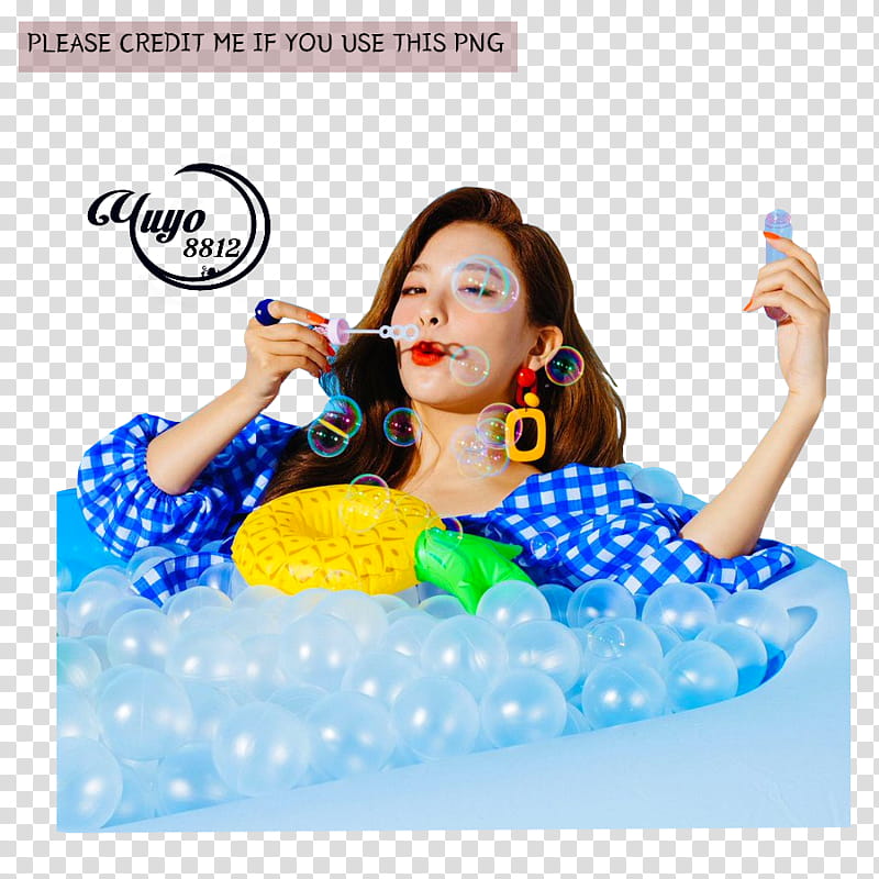 RED VELVET POWER UP, woman blowing bubbles transparent background PNG clipart