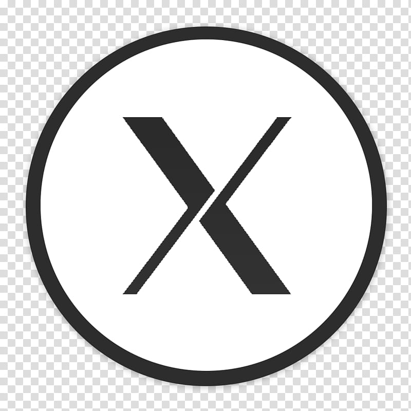 Flader  default icons for Apple app Mac os X, X, black and white X logo art transparent background PNG clipart