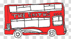 Many, red The Smiths double deck bus transparent background PNG clipart